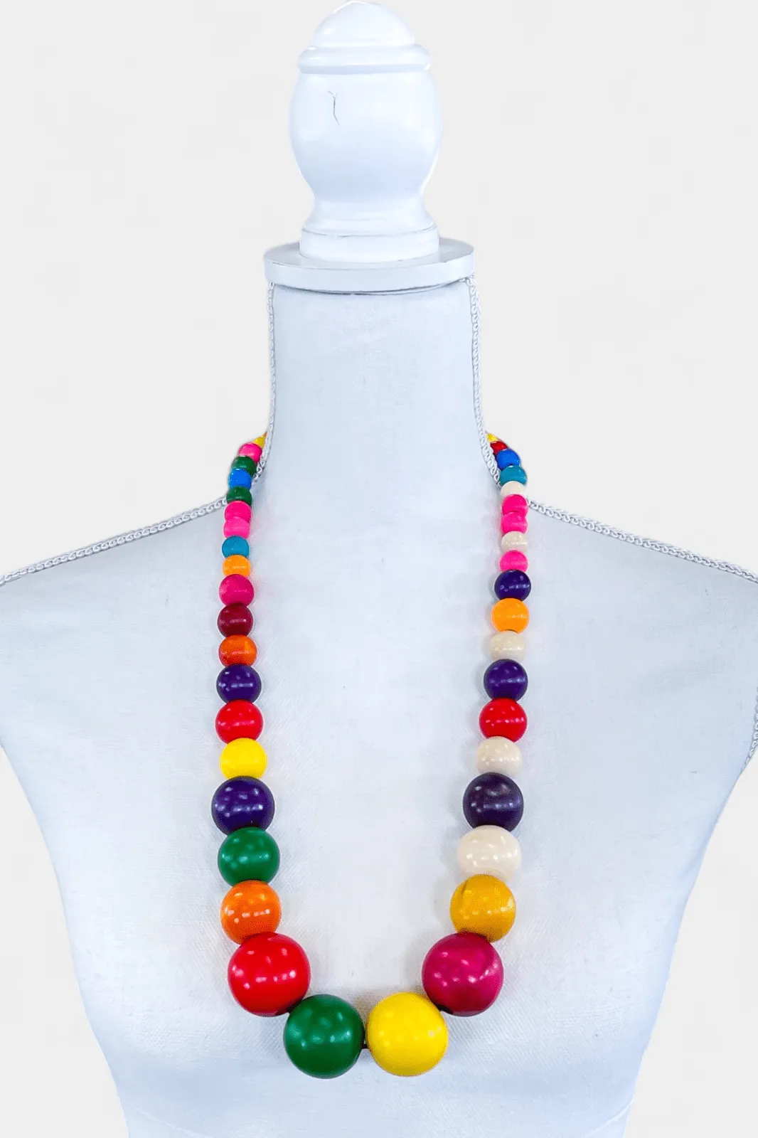 Multi Wooded Beads Long Necklace