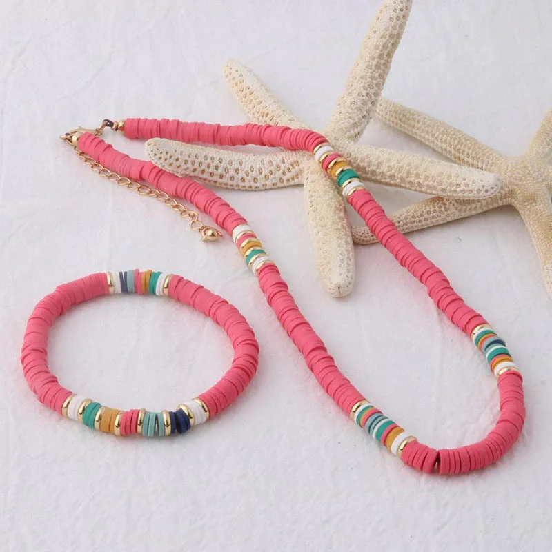 Multicolor Bohemian Summer Disc Beads Bracelets and Necklaces