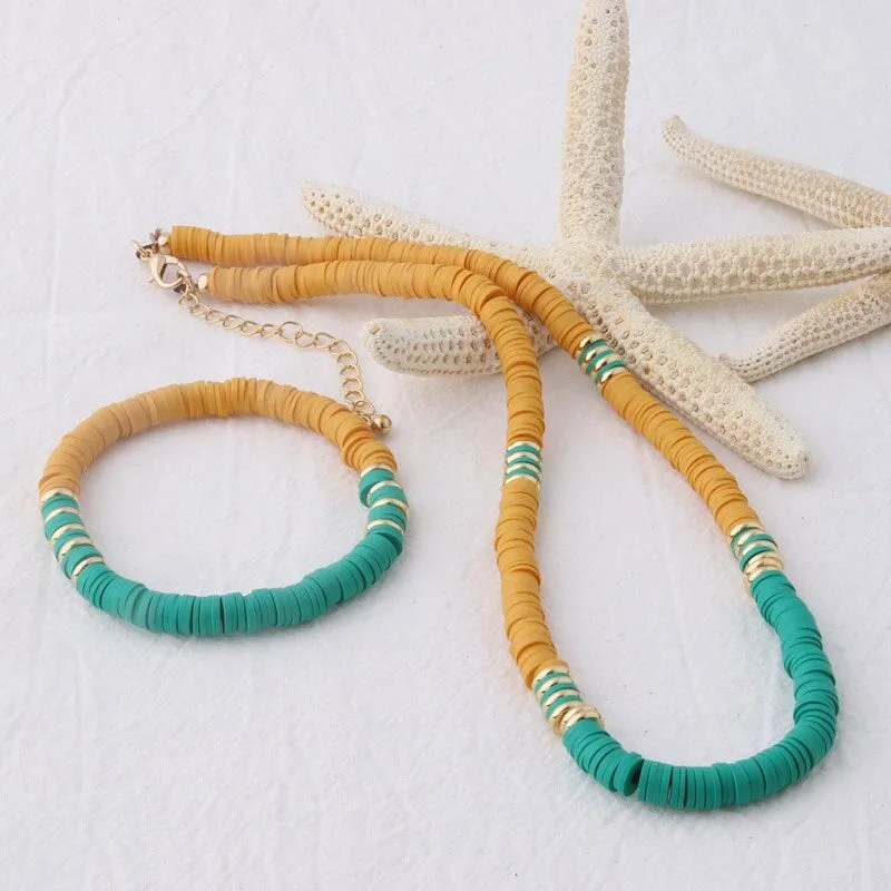 Multicolor Bohemian Summer Disc Beads Bracelets and Necklaces