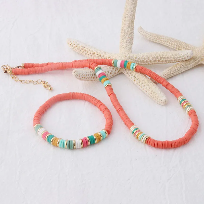 Multicolor Bohemian Summer Disc Beads Bracelets and Necklaces