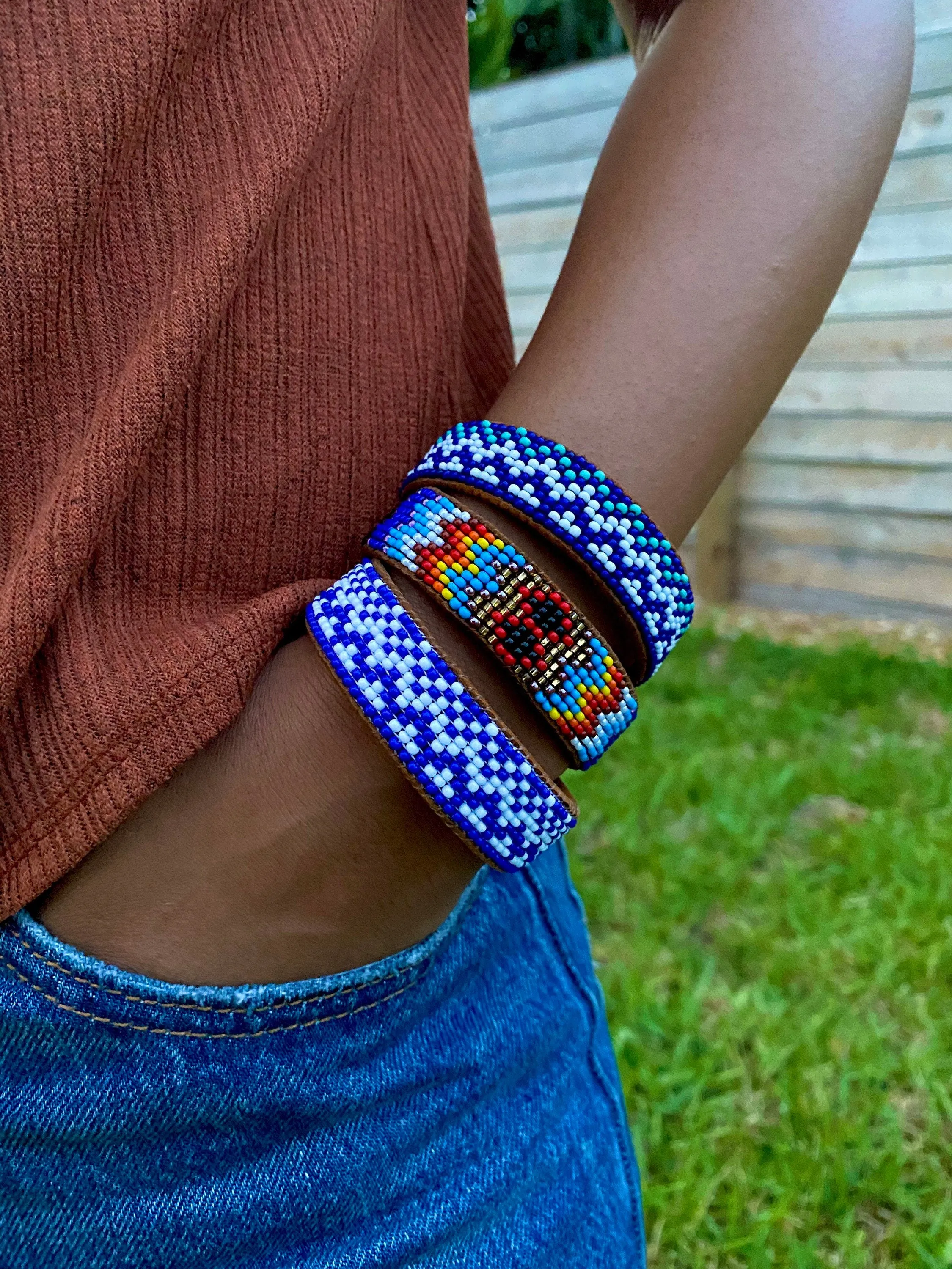Multicolor Leather Cuff Bracelet (S)