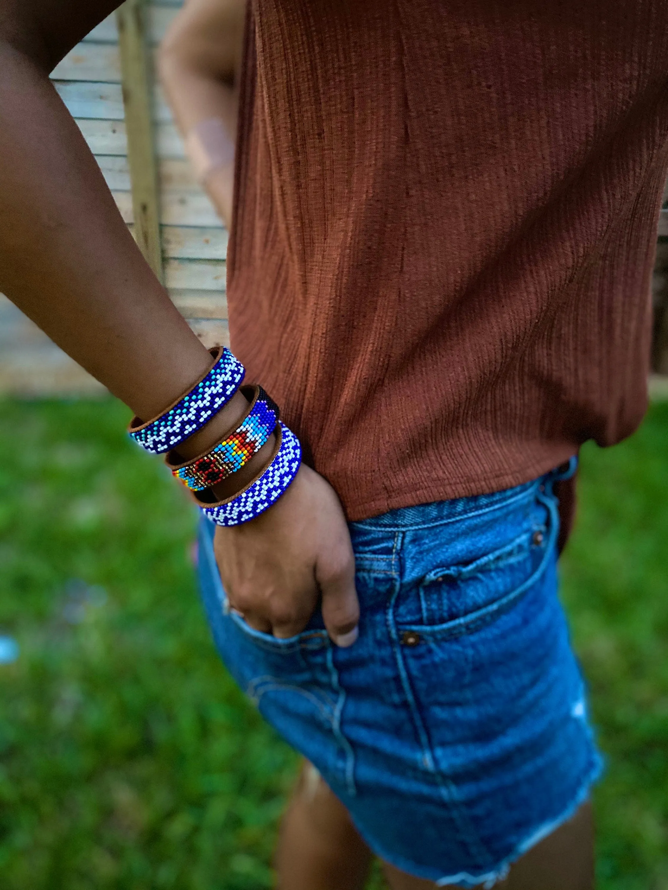 Multicolor Leather Cuff Bracelet (S)