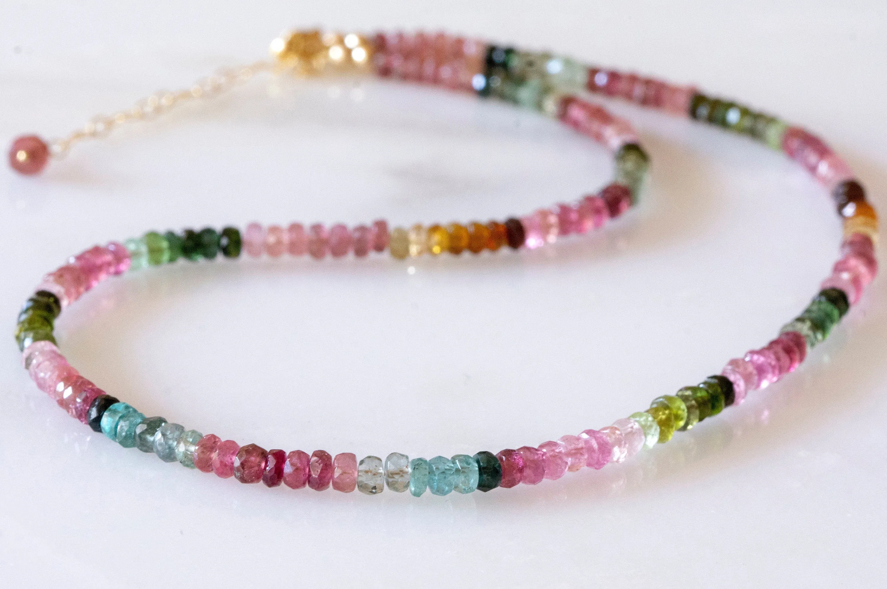 Multicolor tourmaline bead necklace