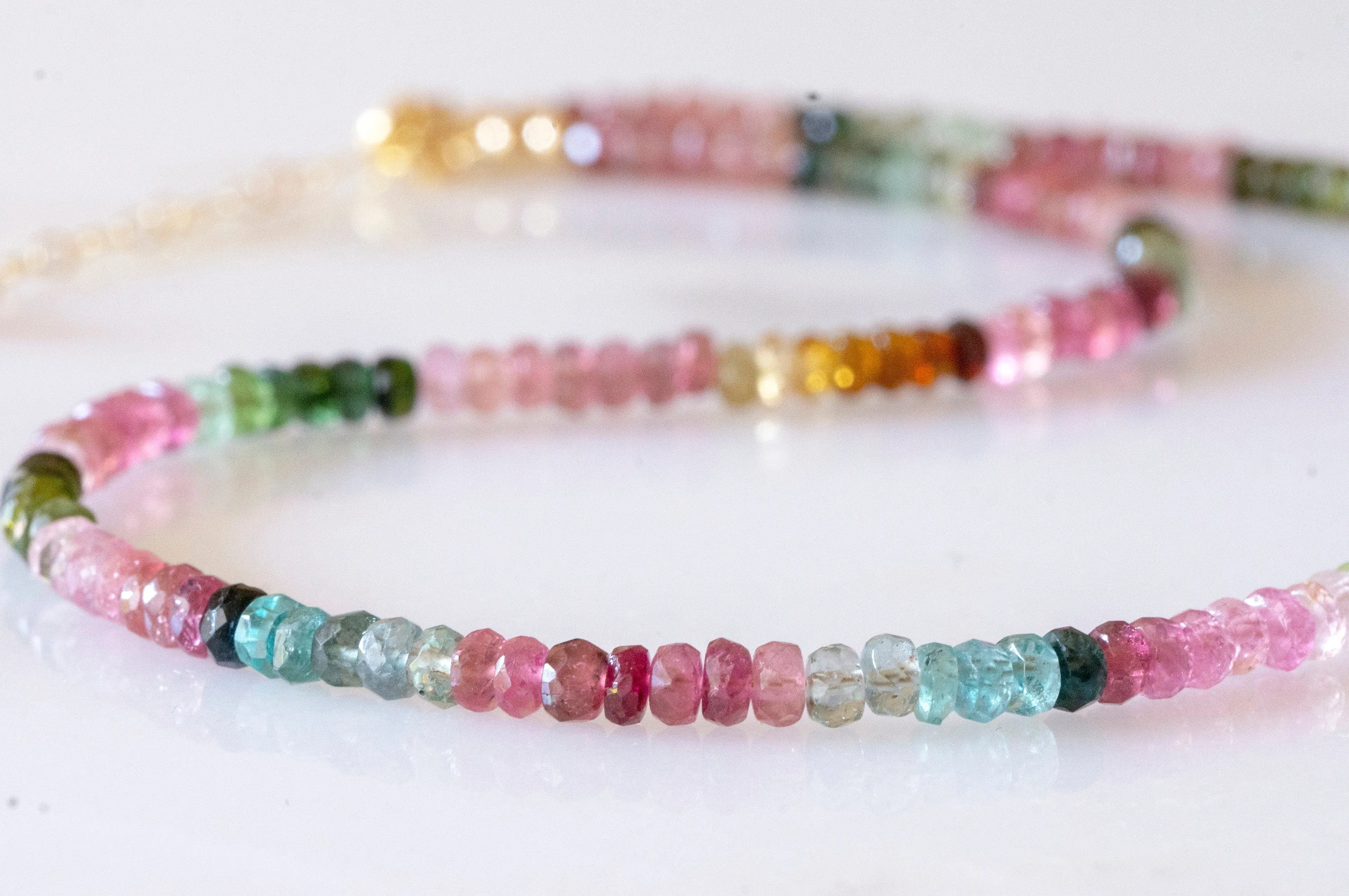 Multicolor tourmaline bead necklace