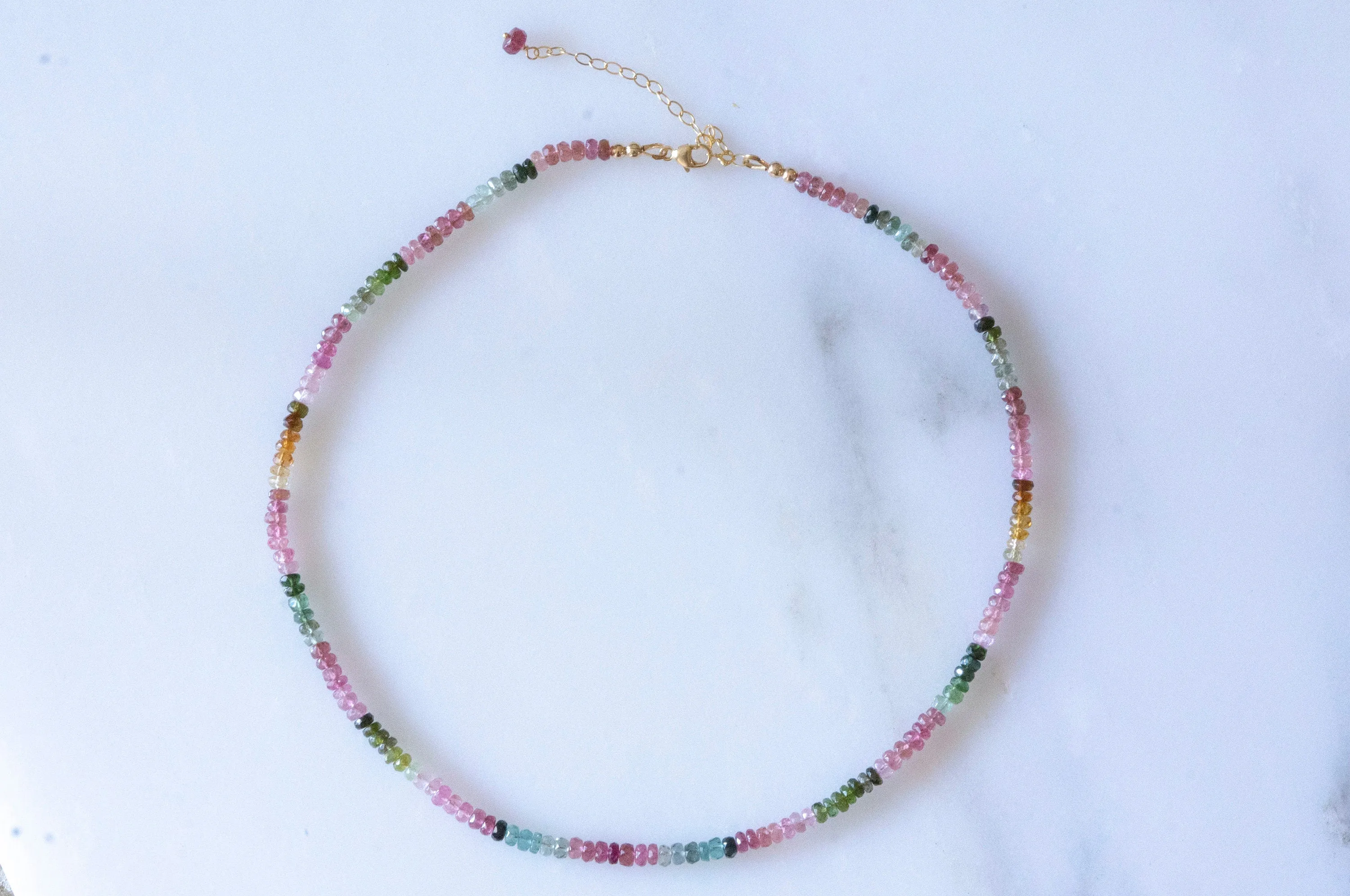 Multicolor tourmaline bead necklace