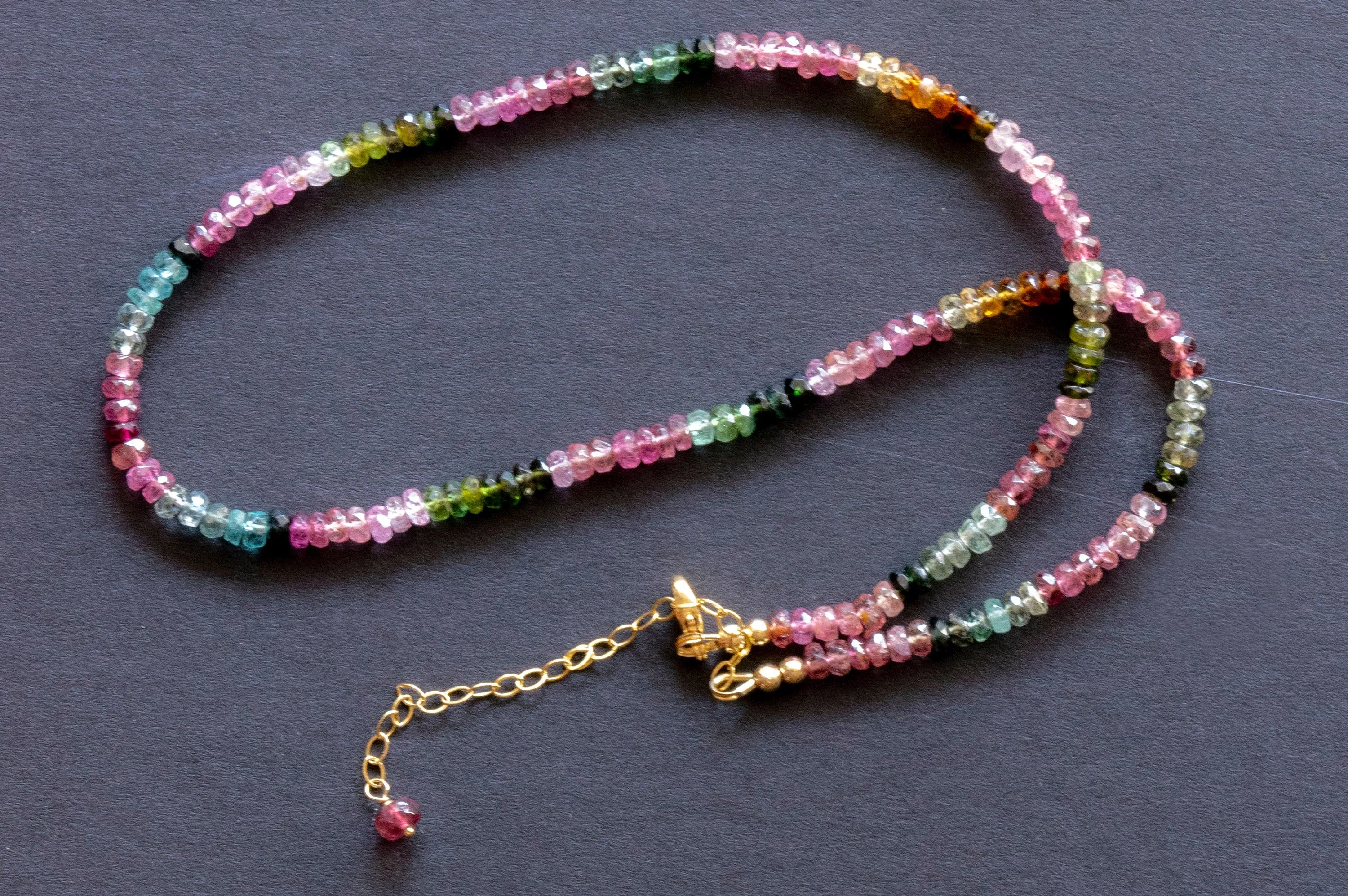 Multicolor tourmaline bead necklace