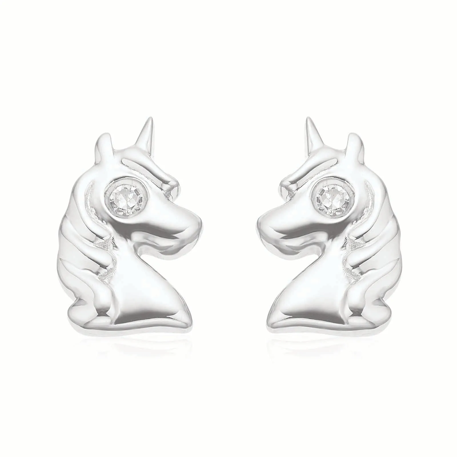 My First Diamond Kids Sterling Silver Unicorn Stud Earrings