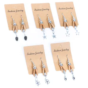 Natural Cork Cord and Small Pendants Handmade Earrings