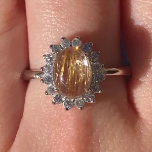 Natural Gold Rutilated Quartz Ring