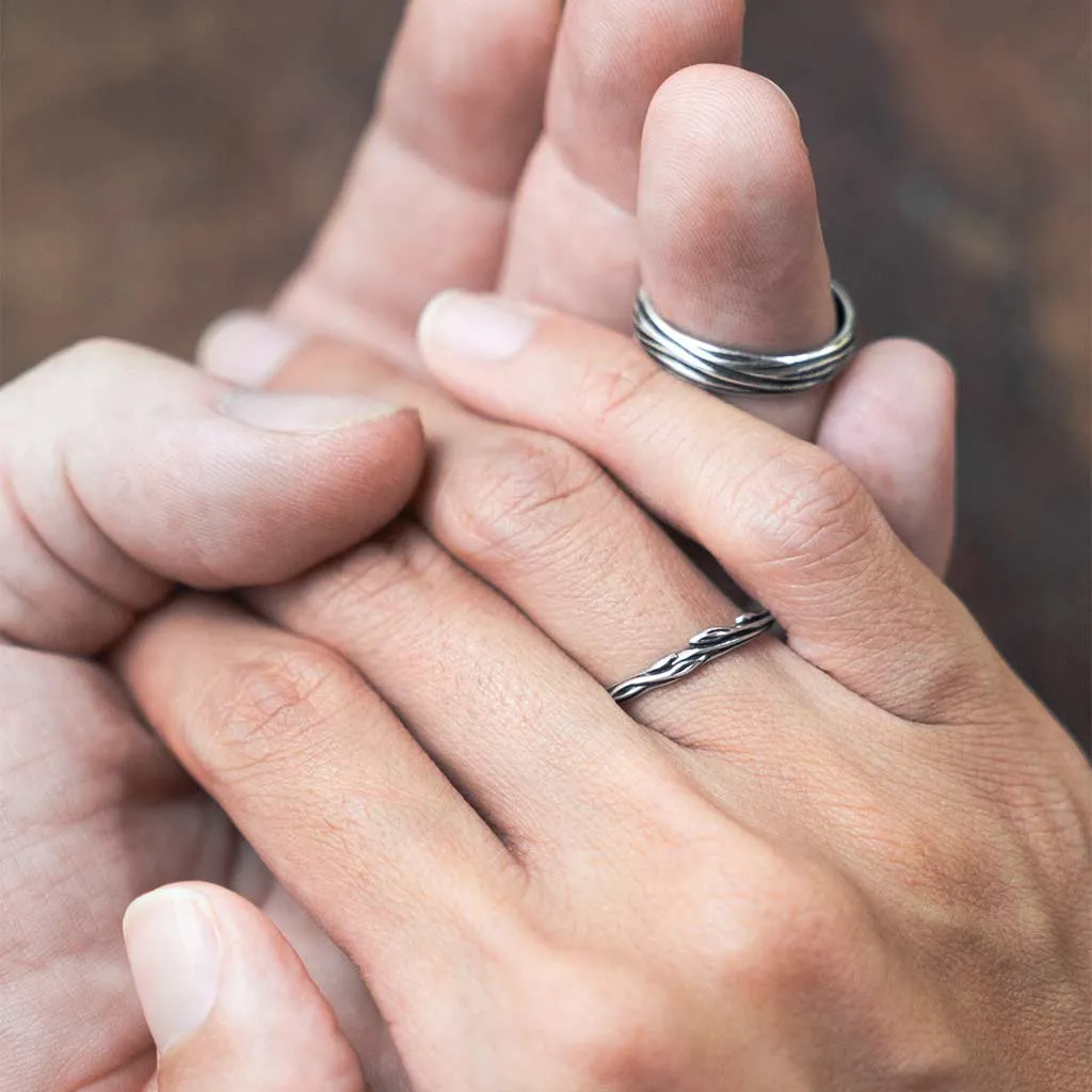 NATURE INSPIRED COUPLE WEDDING BANDS FOR HIM AND HER JUU   IKO | STERLING SILVER
