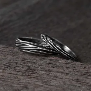 NATURE INSPIRED COUPLE WEDDING BANDS FOR HIM AND HER JUU   IKO | STERLING SILVER