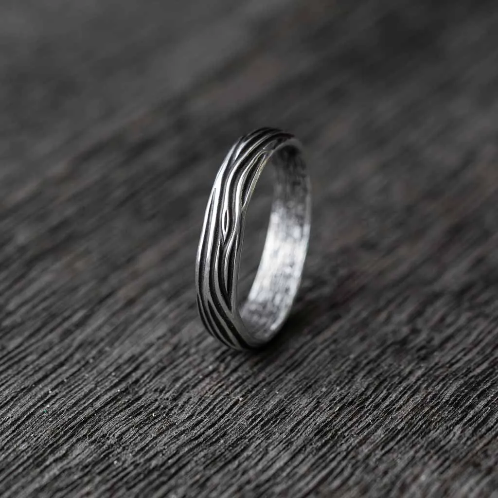 NATURE INSPIRED COUPLE WEDDING BANDS FOR HIM AND HER JUU   IKO | STERLING SILVER
