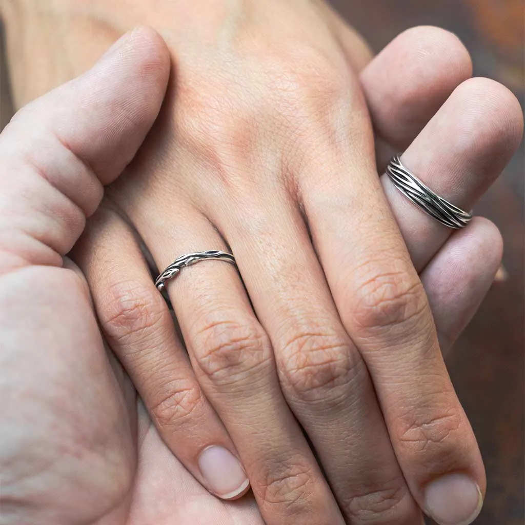 NATURE INSPIRED COUPLE WEDDING BANDS FOR HIM AND HER JUU   IKO | STERLING SILVER