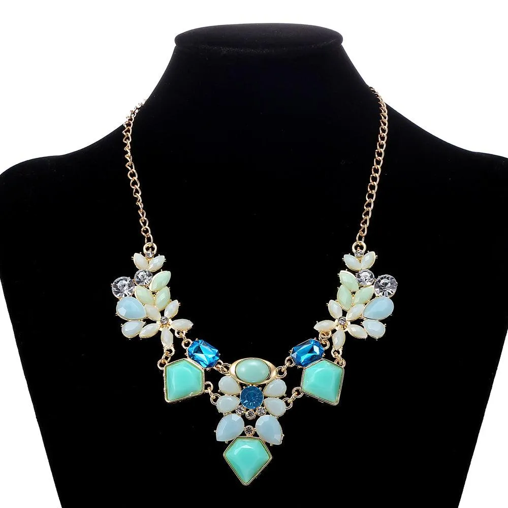 New Arrival Resin Fashion Colorful Cute Charm Gem Flower Choker Necklaces & Pendants Fashion Jewelry Woman Gift Summer style