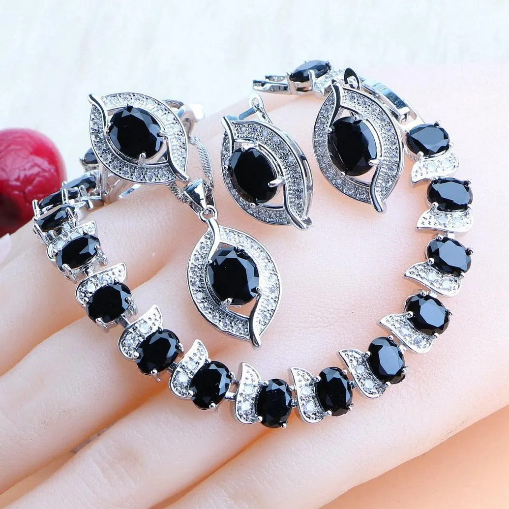 NEW Magic Rainbow Multicolour AAA Zirconia Crystals Pendant Necklace Earrings Bracelets Jewellery Set