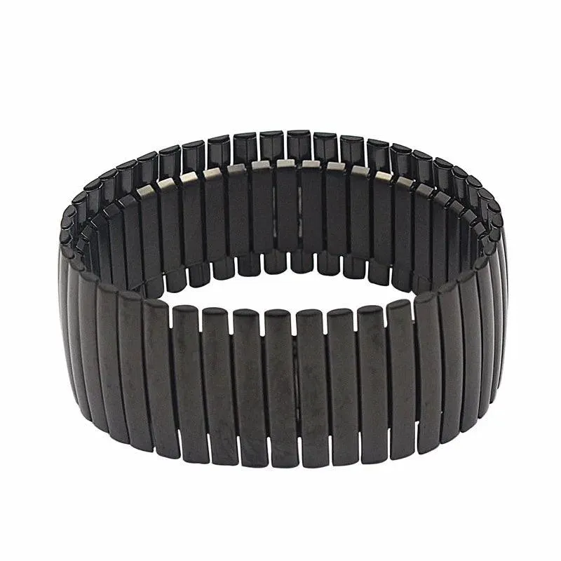 New Stainless Steel Fashion Jewellery Bangle Bracelets - Casual Women Silver Colour Wide Elastic Bracelets