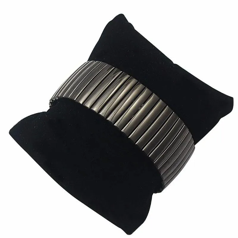 New Stainless Steel Fashion Jewellery Bangle Bracelets - Casual Women Silver Colour Wide Elastic Bracelets