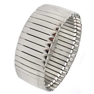 New Stainless Steel Fashion Jewellery Bangle Bracelets - Casual Women Silver Colour Wide Elastic Bracelets
