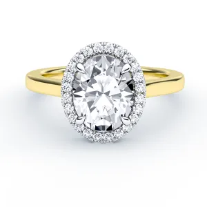Oval Diamond Ring With Cathedral Halo