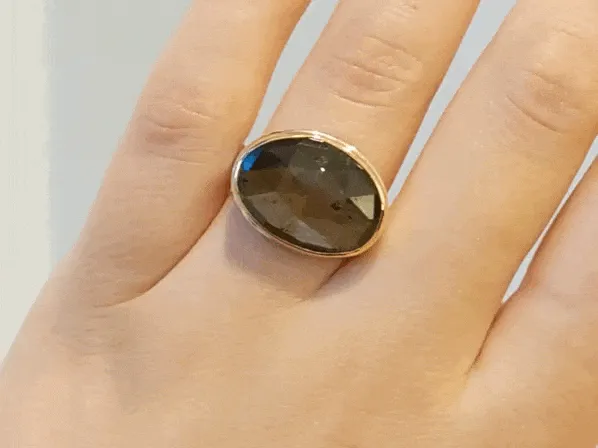 Oval Rosecut Brown Sapphire Ring