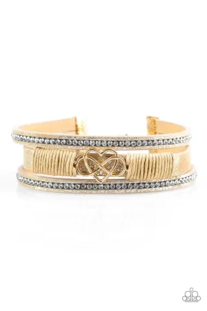 Paparazzi Bracelet ~ Hustlin Heart - Gold