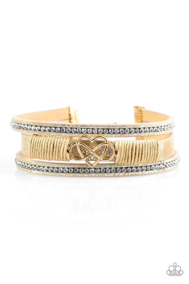 Paparazzi Bracelet ~ Hustlin Heart - Gold
