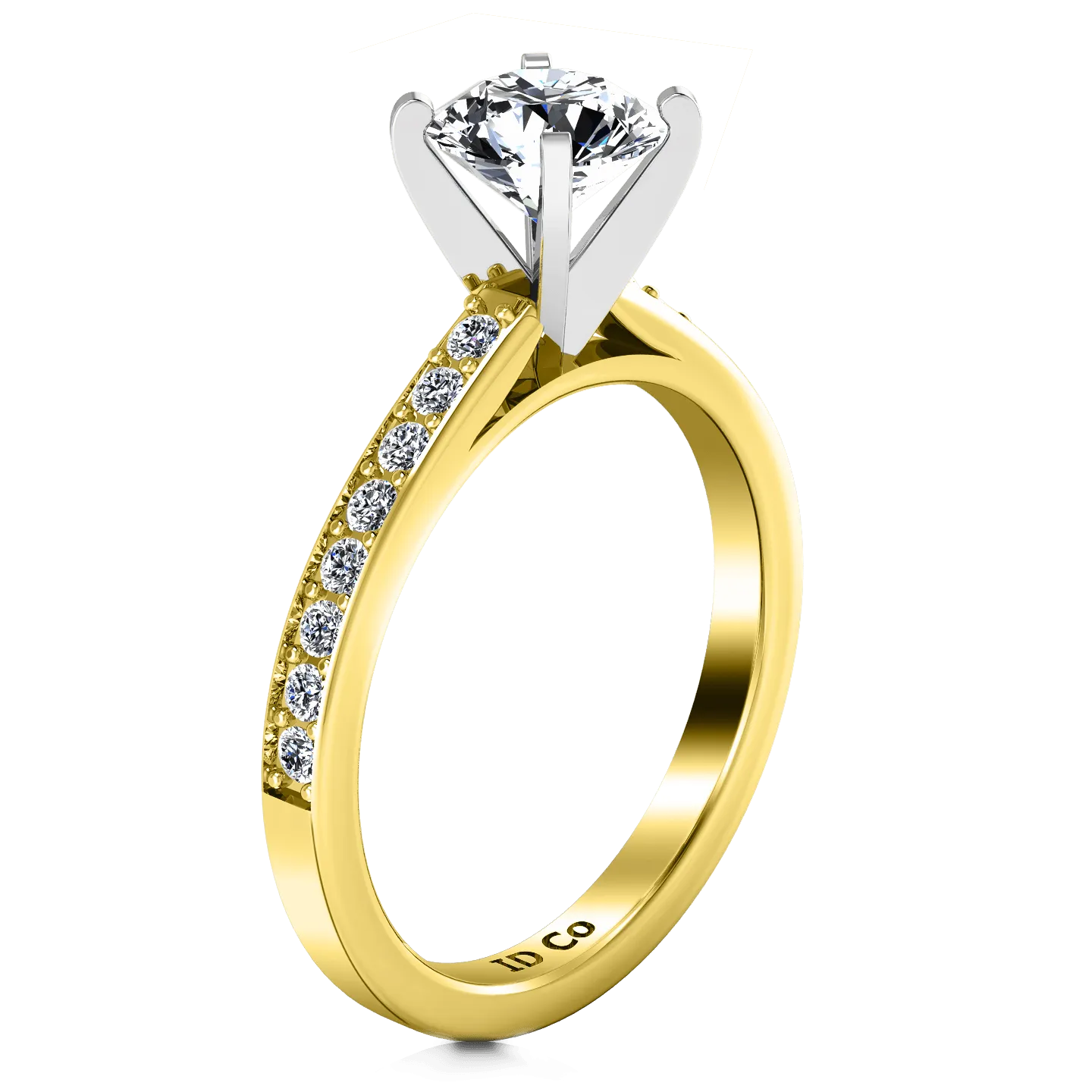 Pave Diamond EngagementRing Belle 14K Yellow Gold