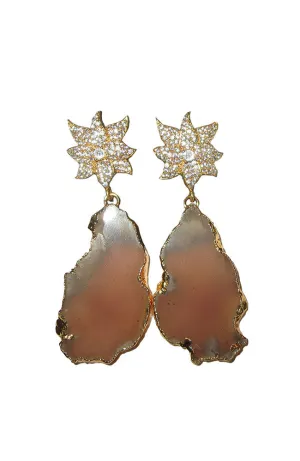 Pave Flower Natural Stone Earring