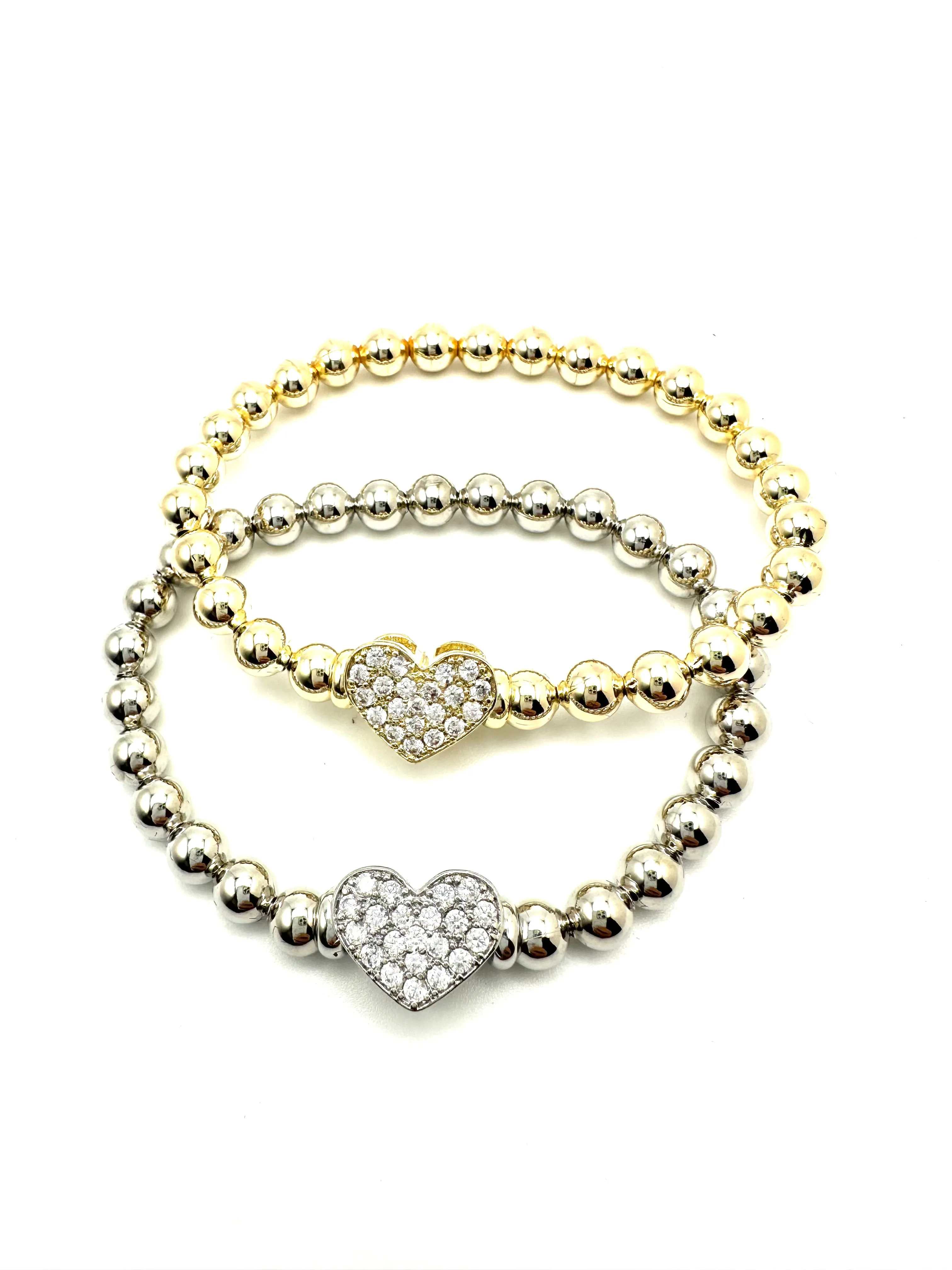 Pave Heart Stretch Bracelet
