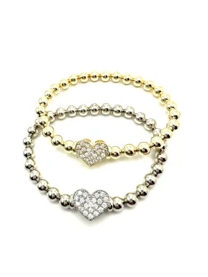 Pave Heart Stretch Bracelet