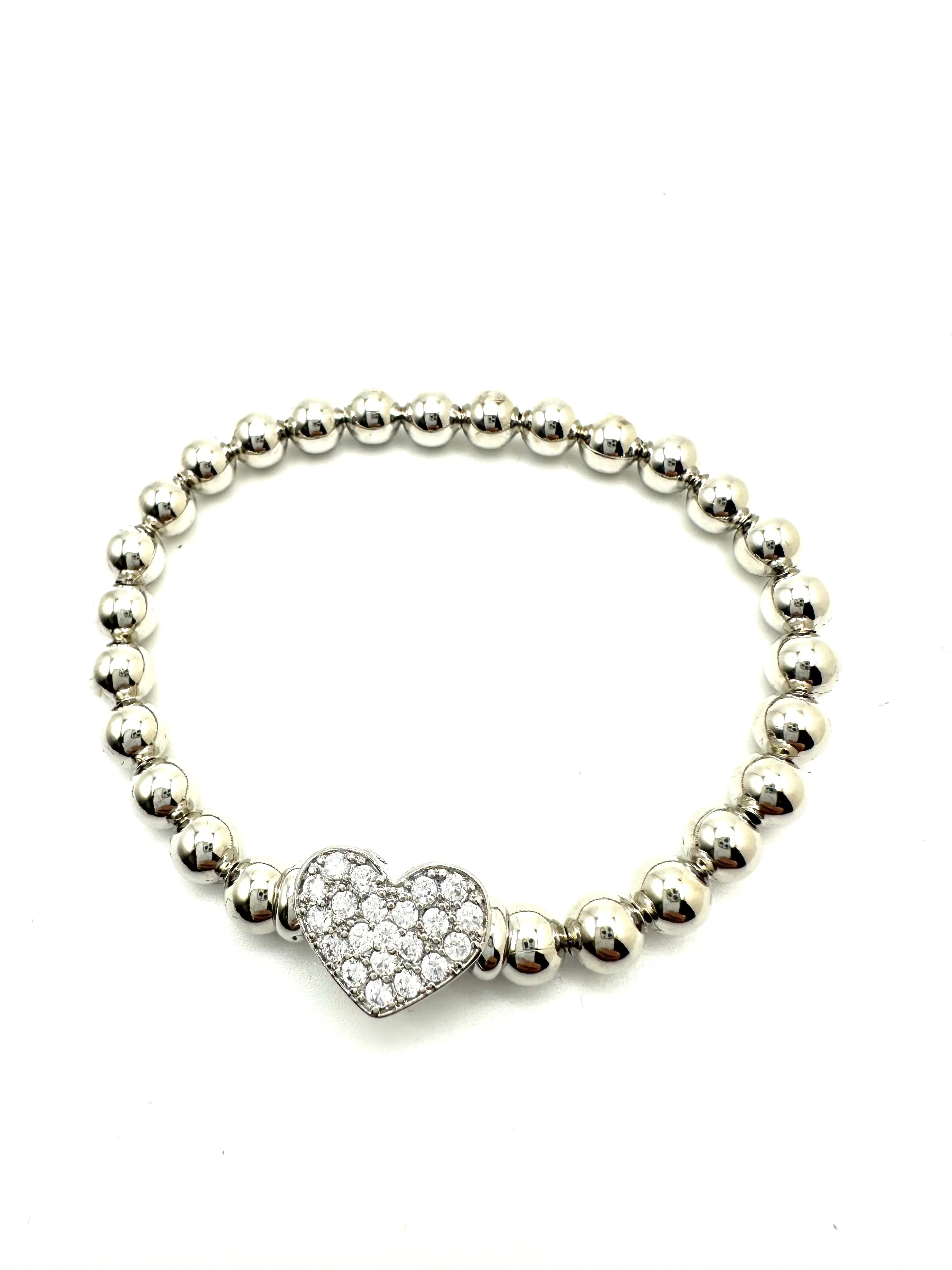 Pave Heart Stretch Bracelet