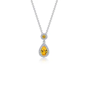Pear Shape Halo Necklace N0318CAP20