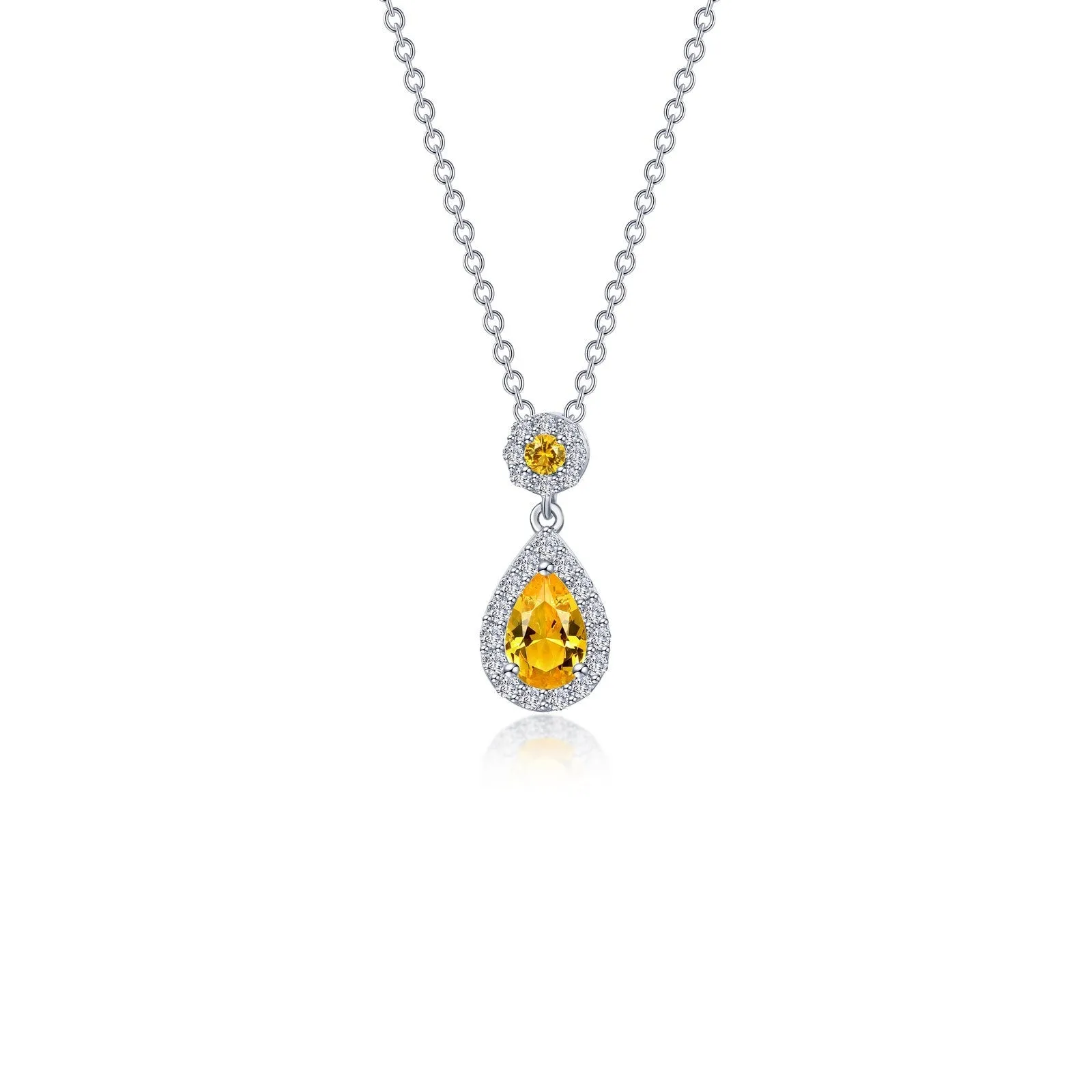 Pear Shape Halo Necklace N0318CAP20