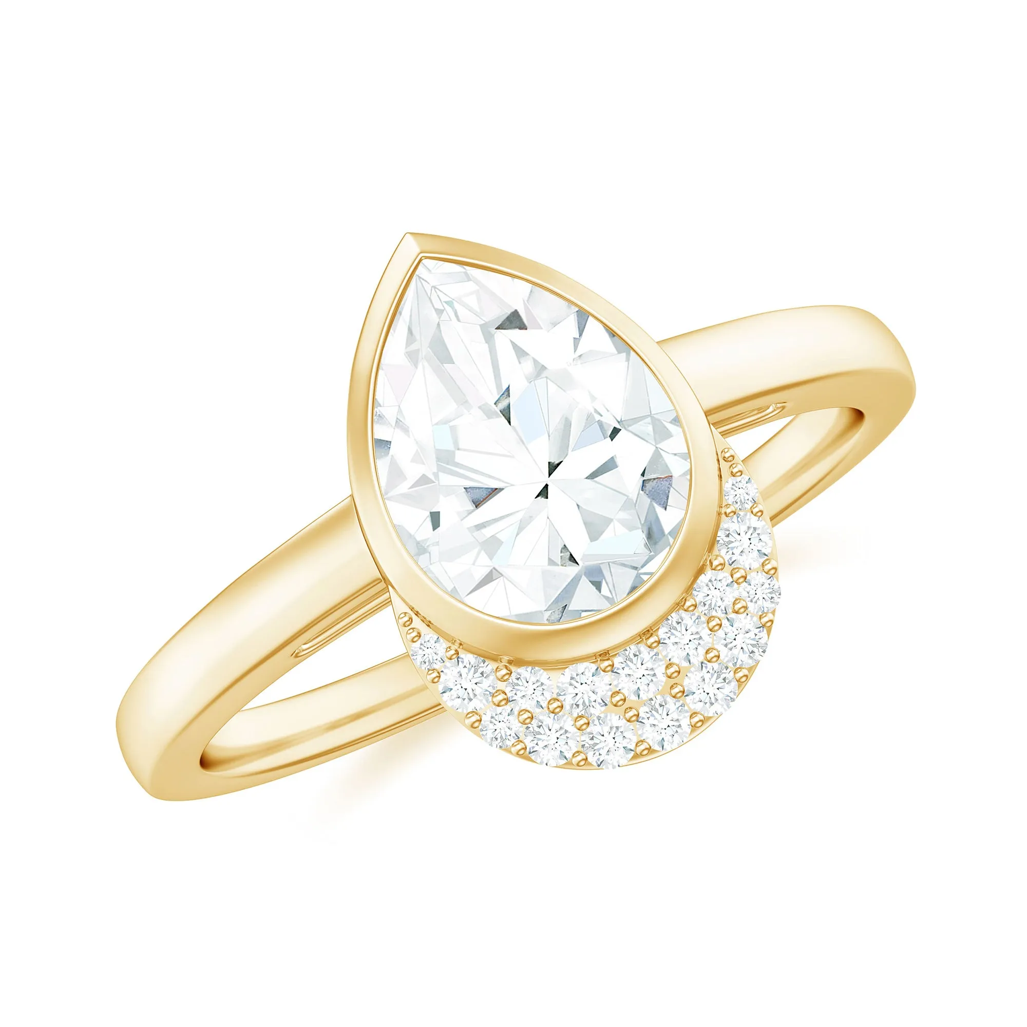 Pear Shape Moissanite Teardrop Solitaire Engagement Ring