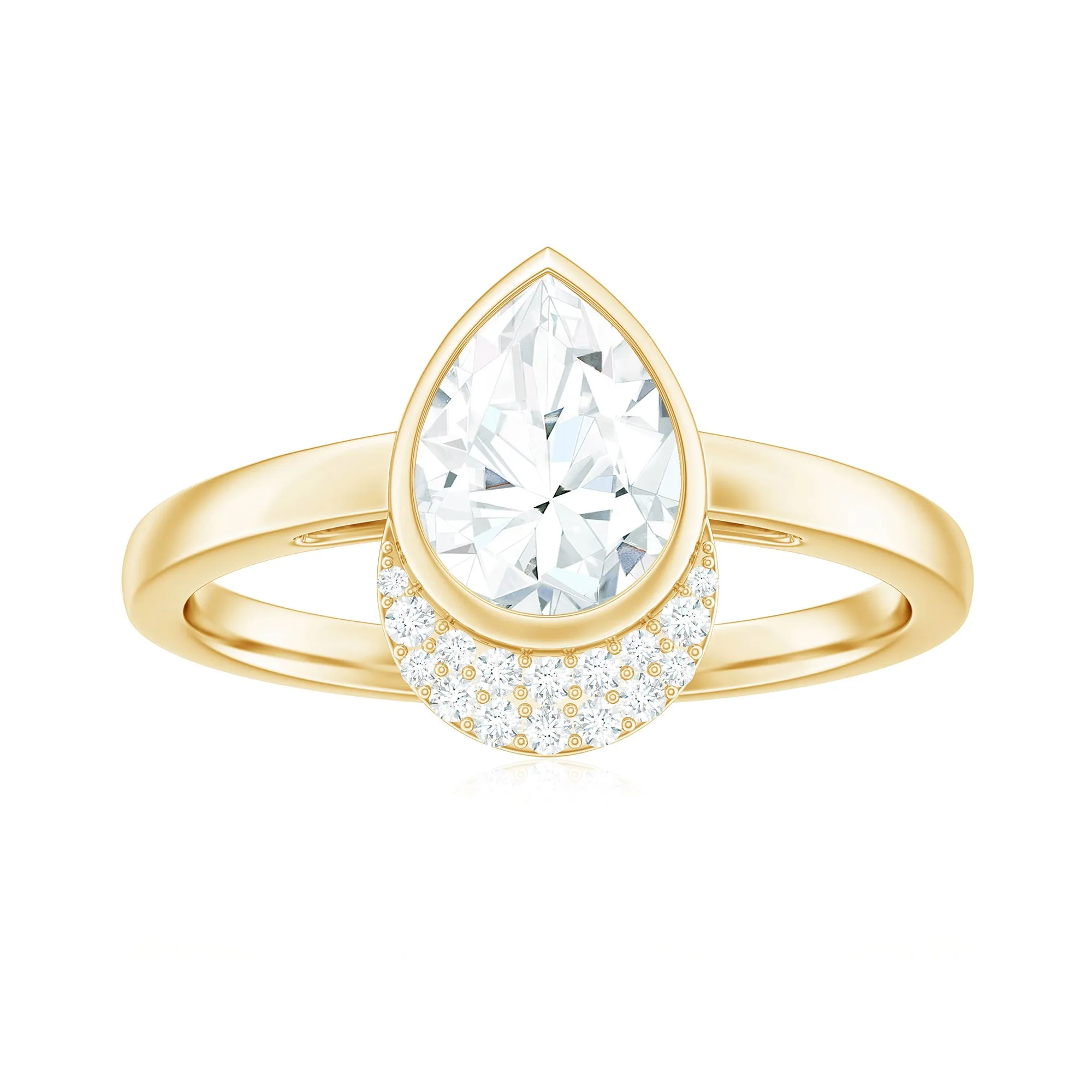 Pear Shape Moissanite Teardrop Solitaire Engagement Ring
