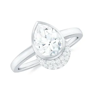 Pear Shape Moissanite Teardrop Solitaire Engagement Ring