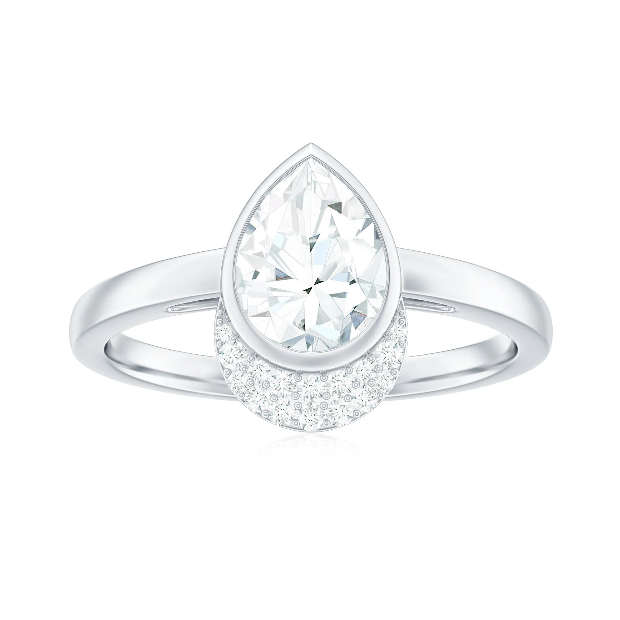 Pear Shape Moissanite Teardrop Solitaire Engagement Ring