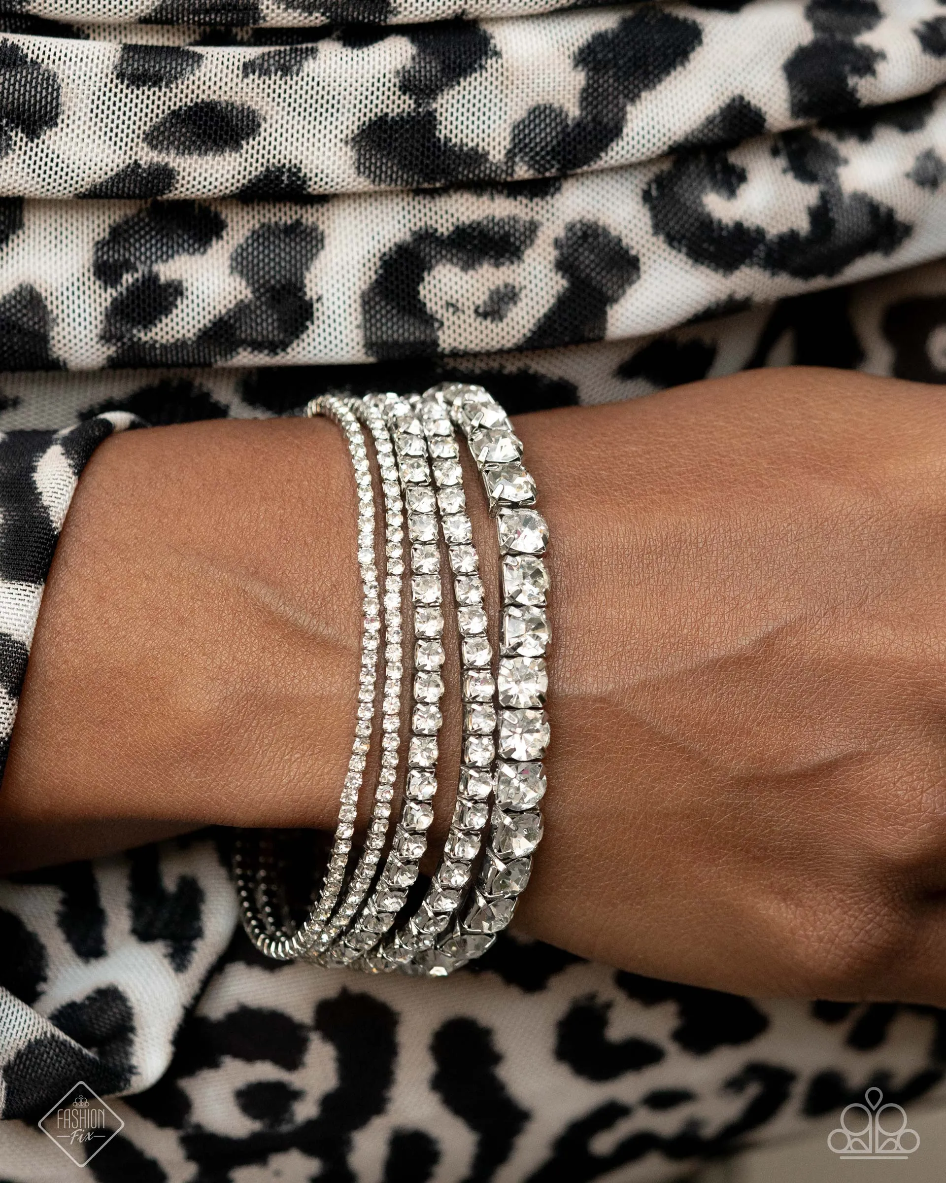 Persistent Pizzazz - White Bracelet-Paparazzi