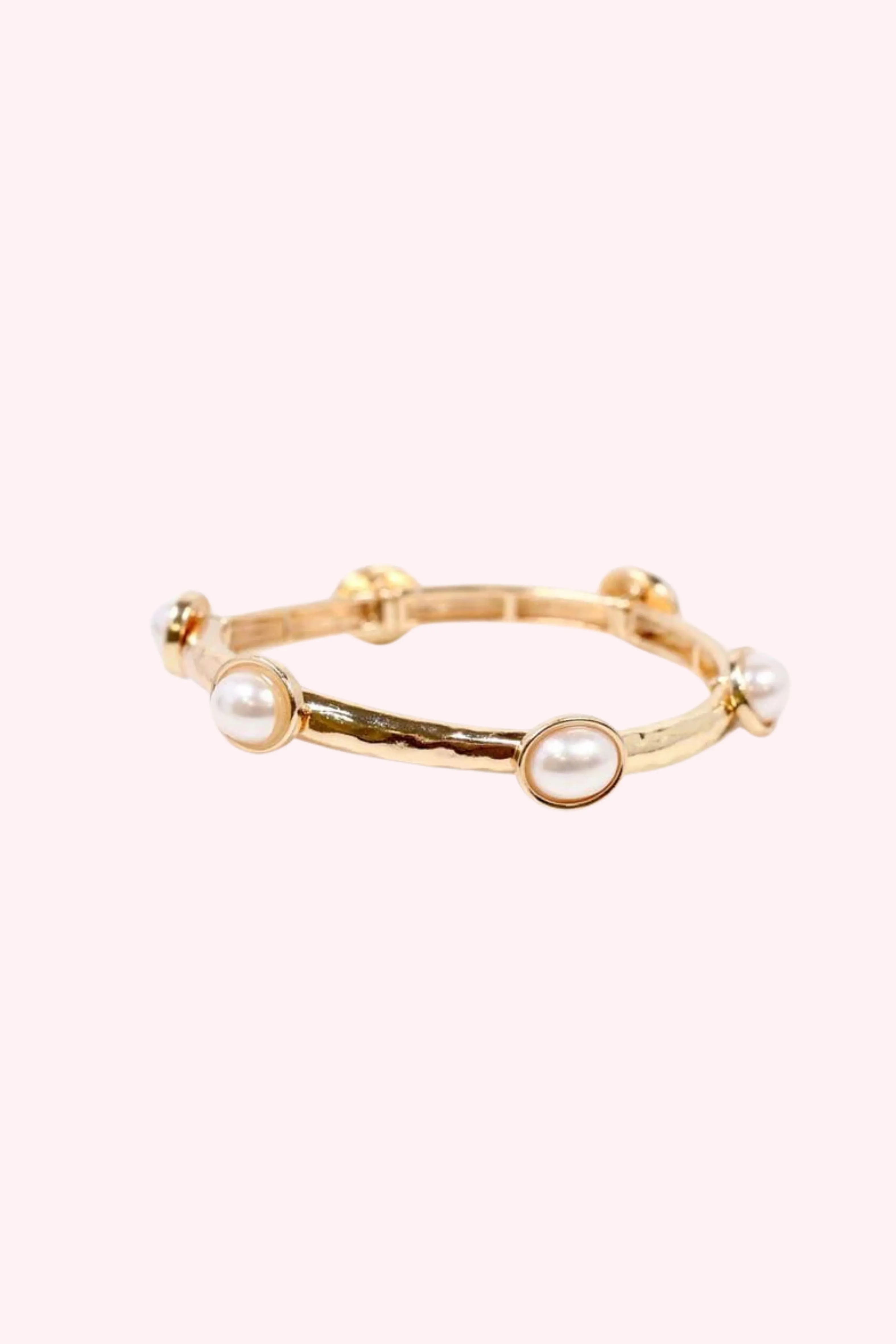 Piers Stretch Bracelet with Pearls Gold