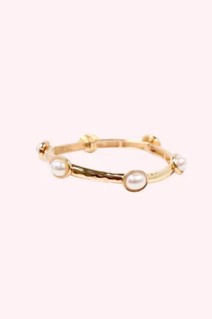 Piers Stretch Bracelet with Pearls Gold