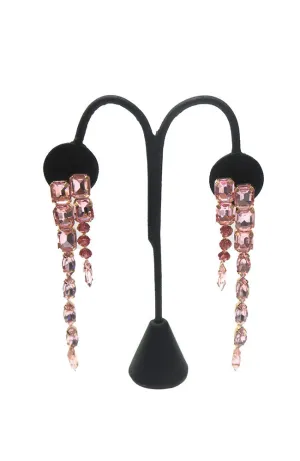 Pink Crystal 2 Strand Drop Earrings