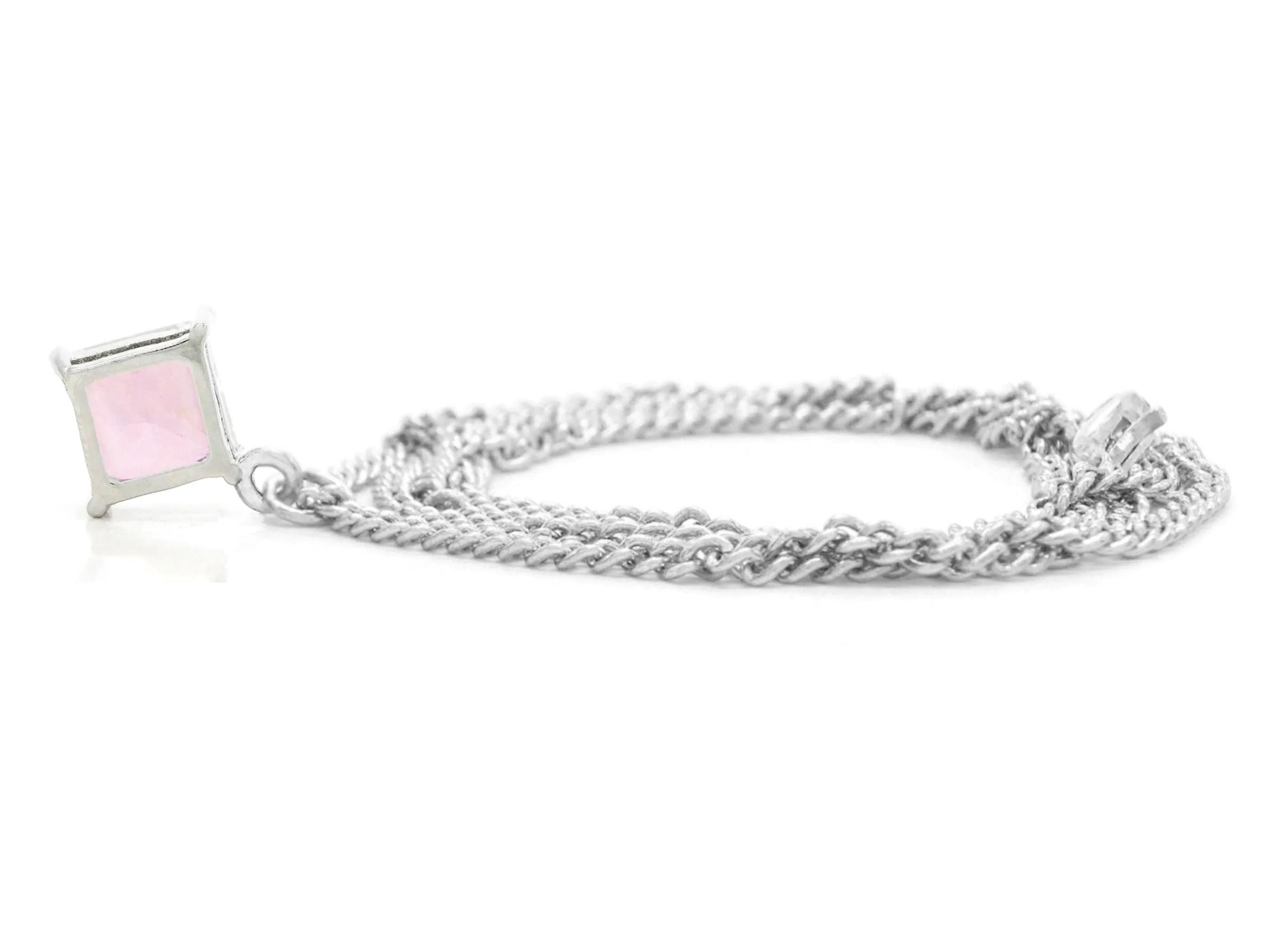 Pink Gem Princess White Gold Necklace