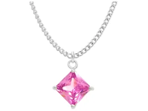 Pink Gem Princess White Gold Necklace