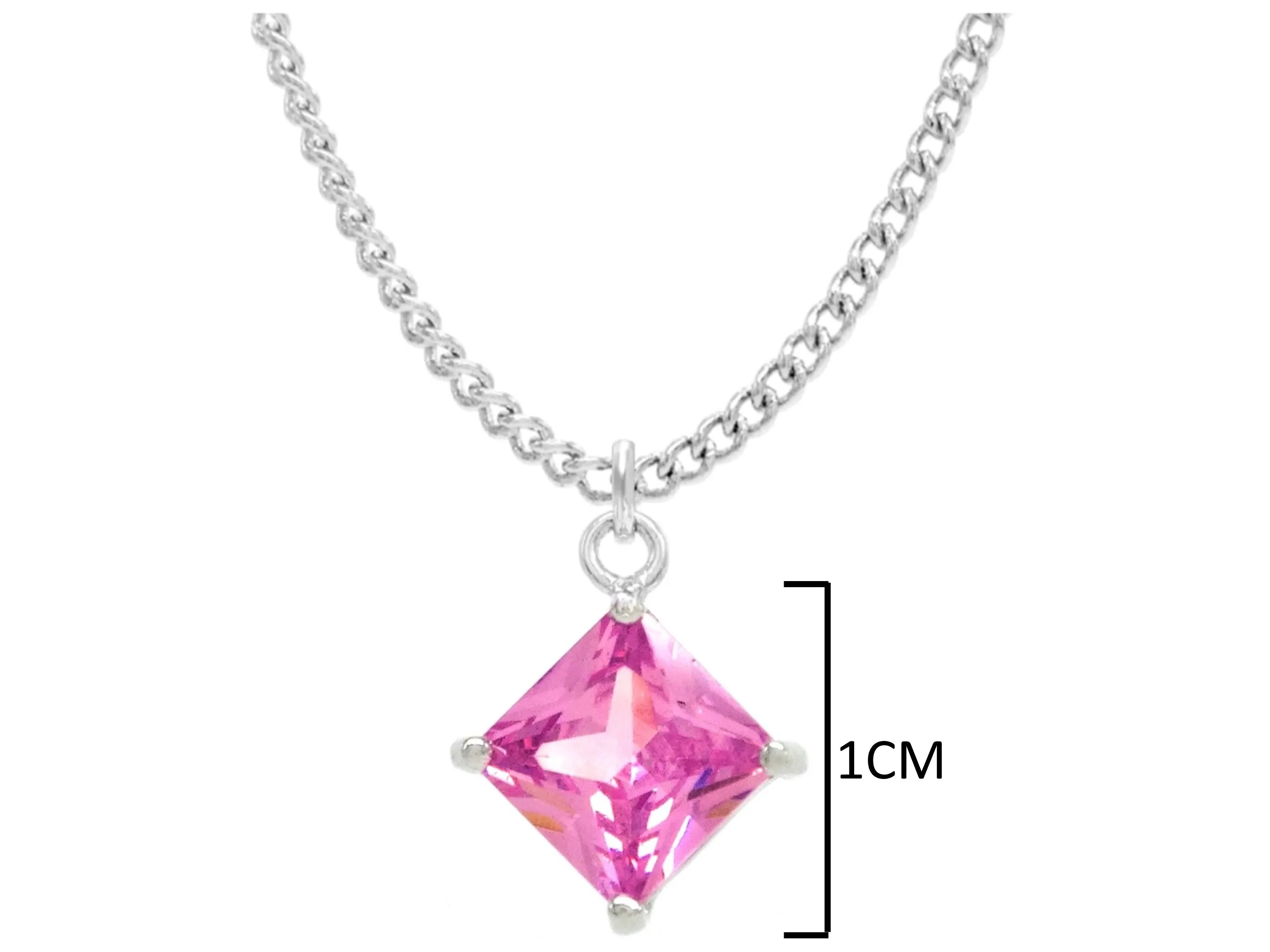 Pink Gem Princess White Gold Necklace