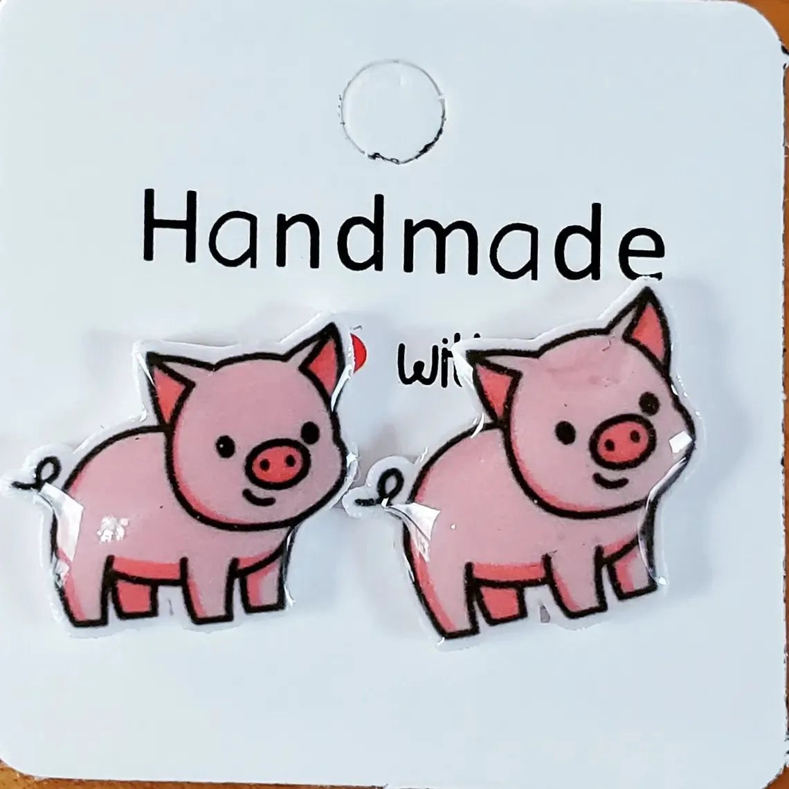 Pink Pig Stud Earrings
