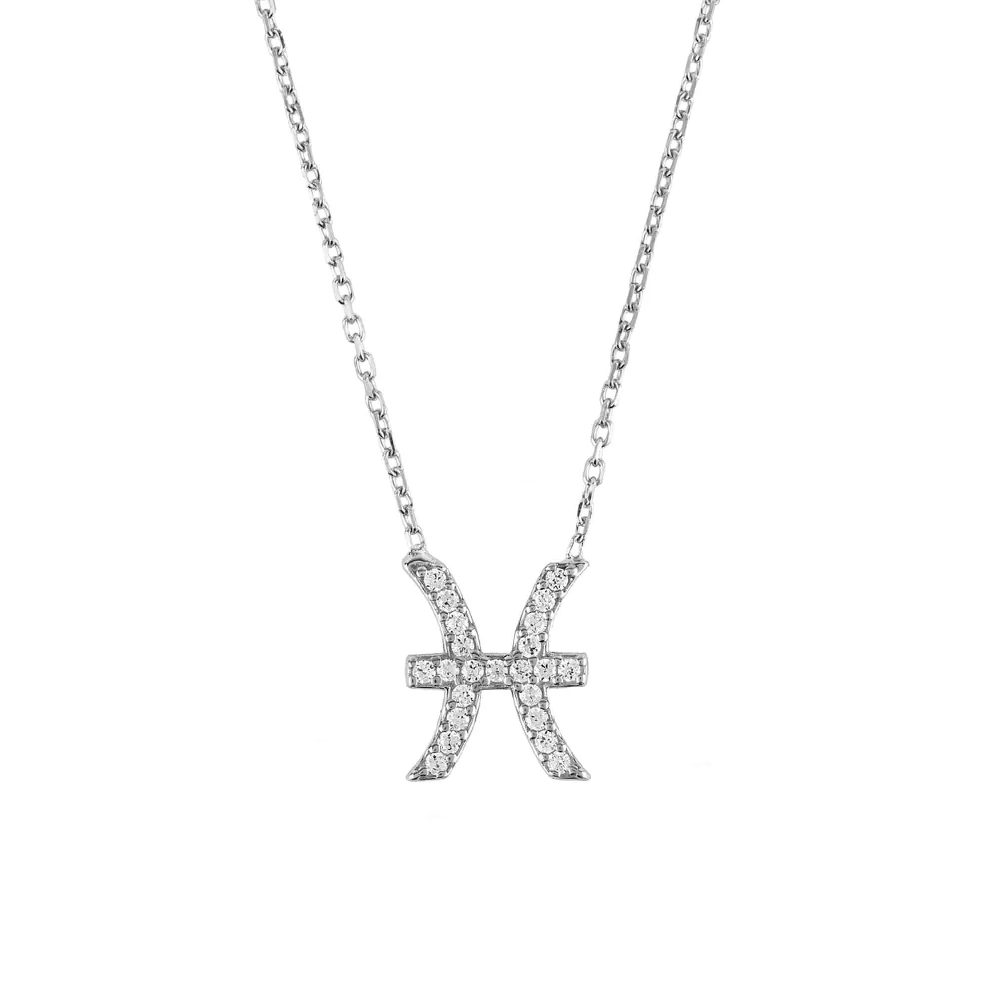 Pisces Zodiac Necklace in Silver Zircon