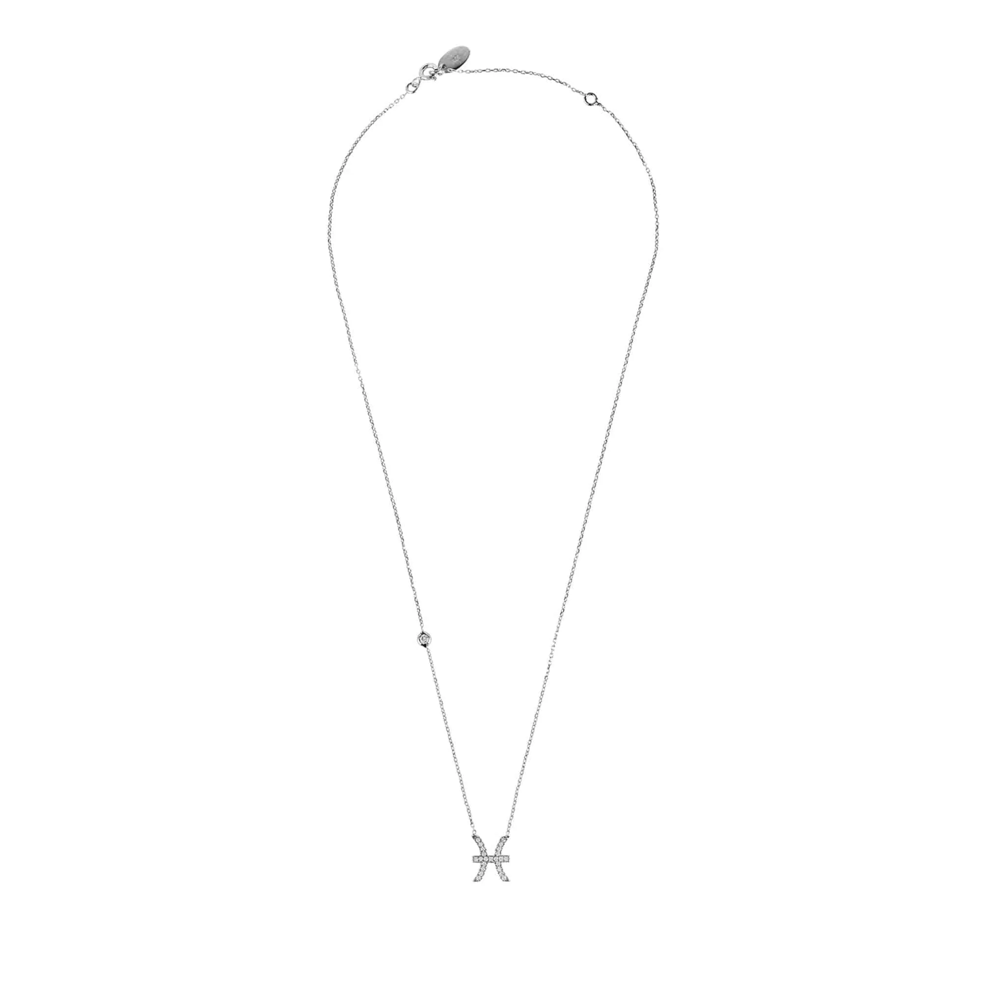 Pisces Zodiac Necklace in Silver Zircon