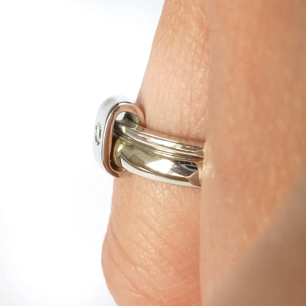 Platinum and diamond two band ring - modern and unique
