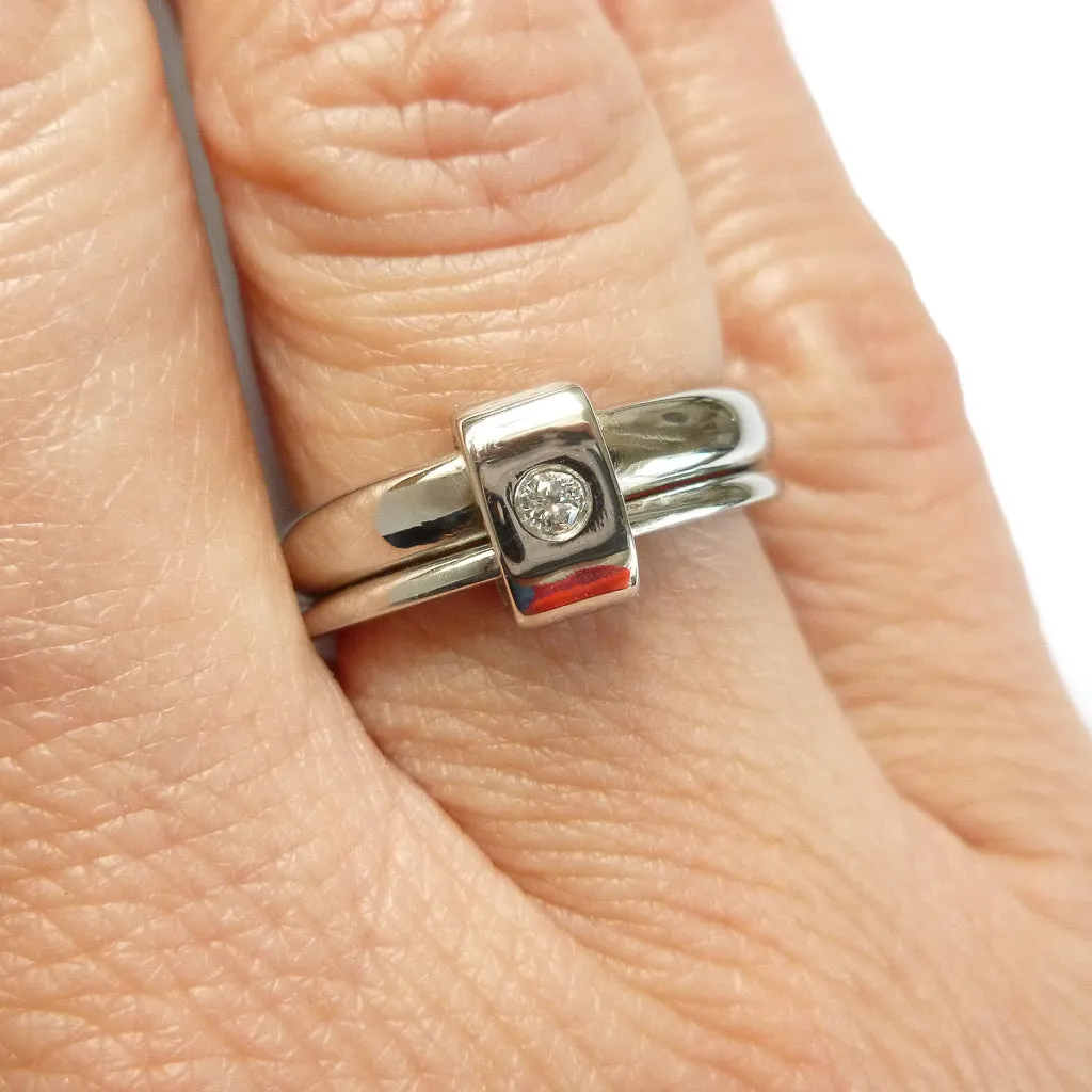 Platinum and diamond two band ring - modern and unique