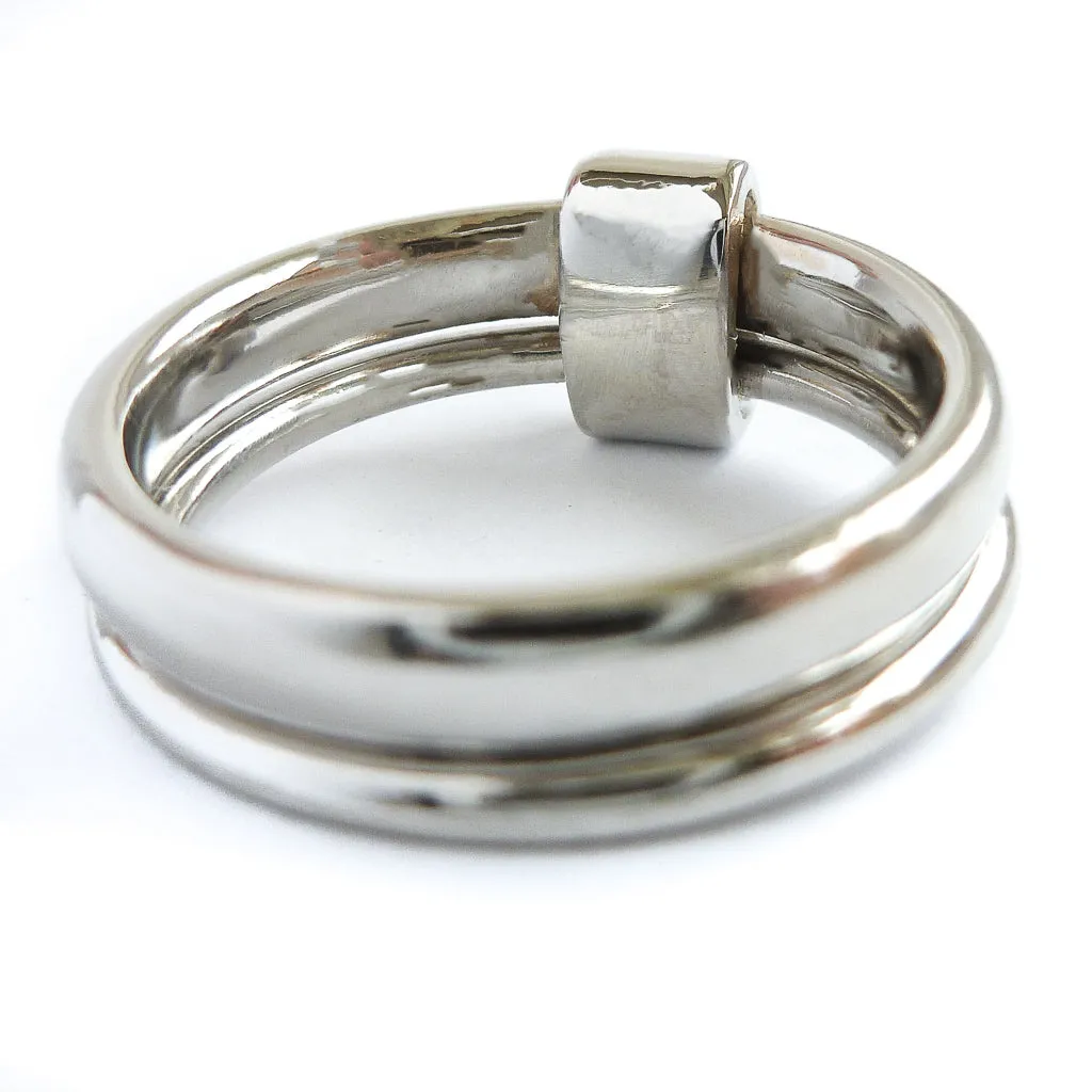 Platinum and diamond two band ring - modern and unique
